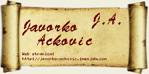 Javorko Acković vizit kartica